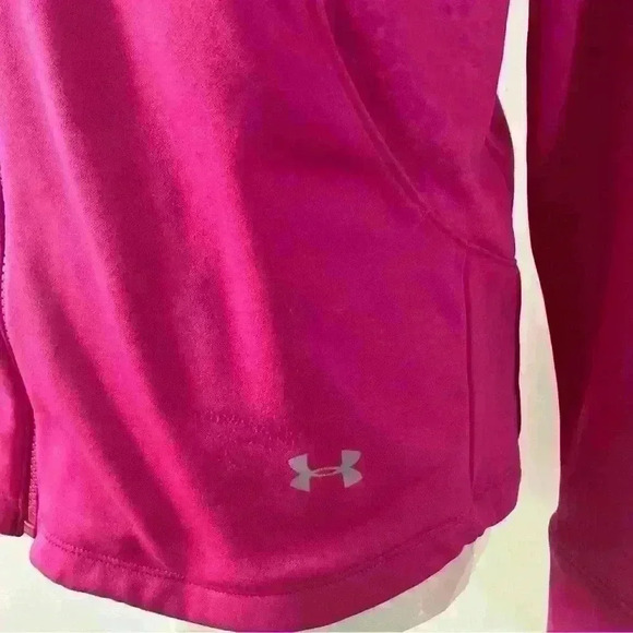 Under Armour Women's Pink Striped Zip Hoodie Fleece Cheetah Size S - Picture 3 of 9